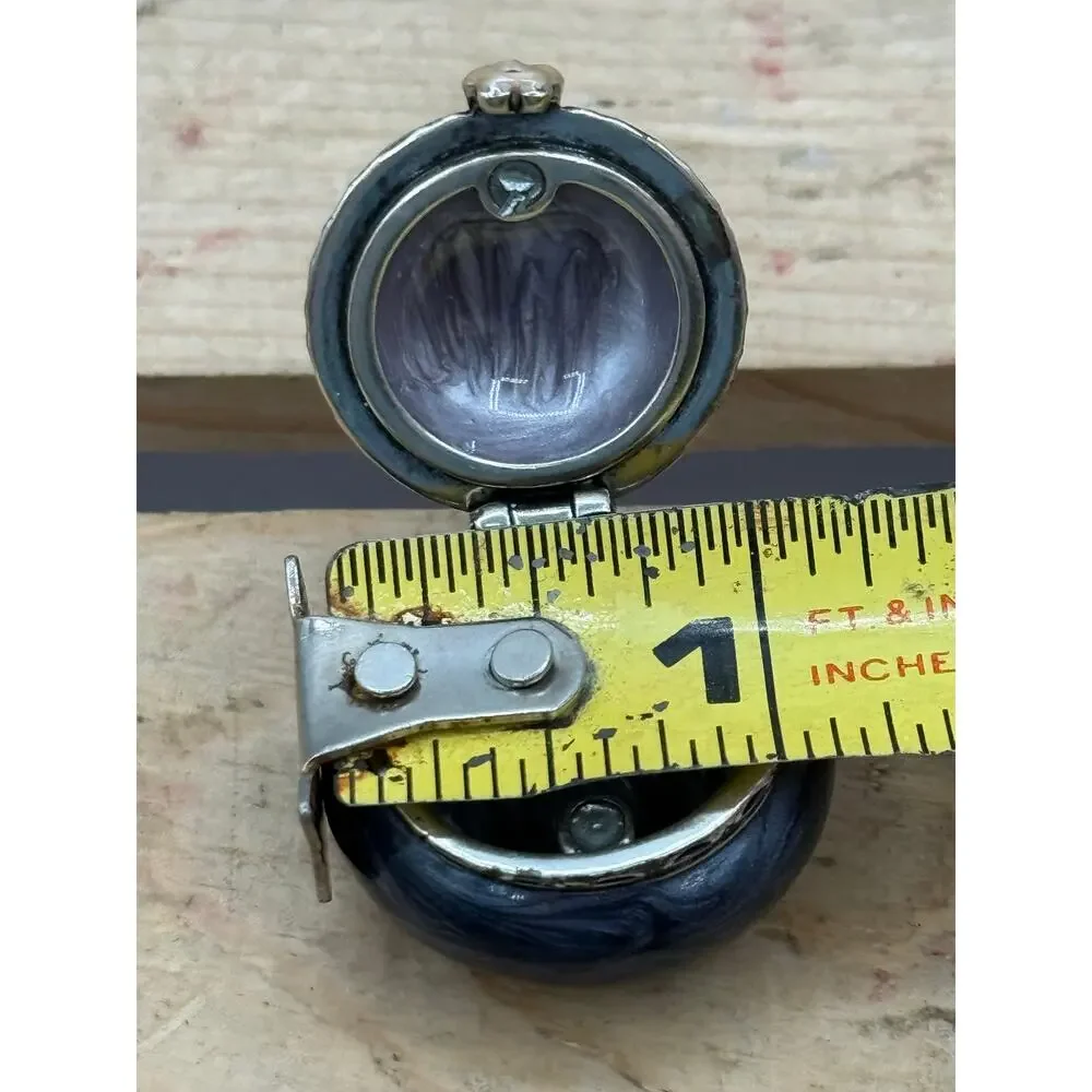 Vintage Enameled Spider Trinket Box/ Pill Case - Rhinestone Magnetic Clasp 1.25